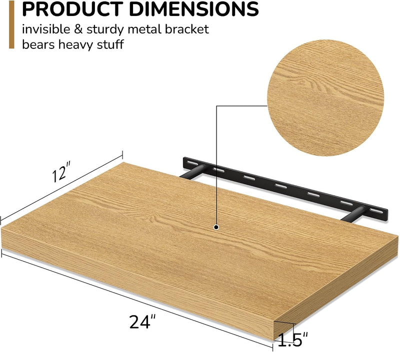 Floating Shelves Rustic Wooden Wall (2 Pack)