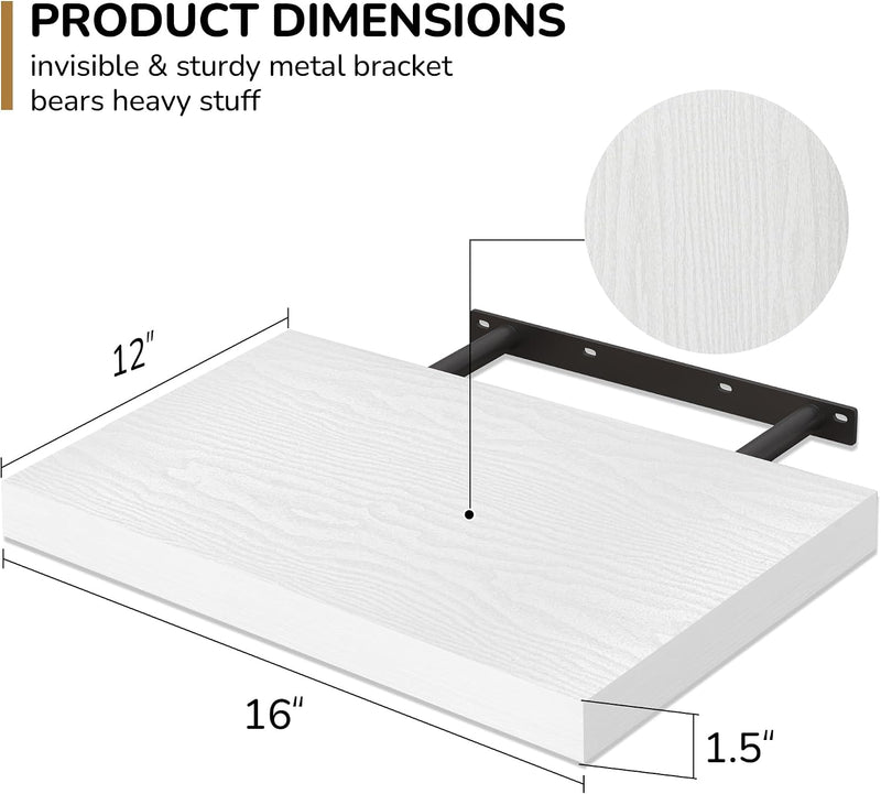 Floating Shelves Rustic Wooden Wall (2 Pack)