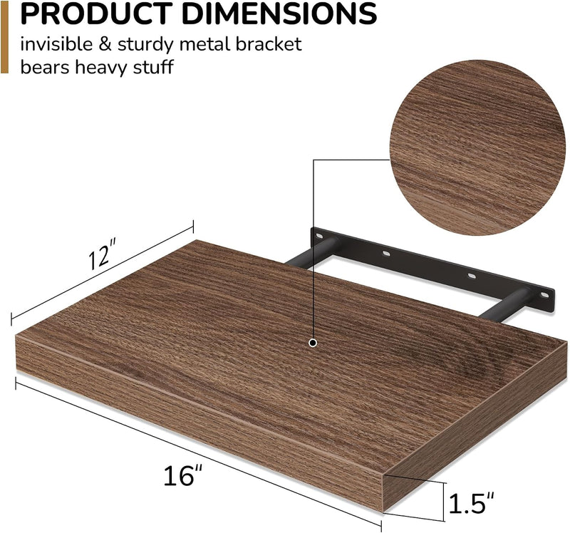 Floating Shelves Rustic Wooden Wall (2 Pack)