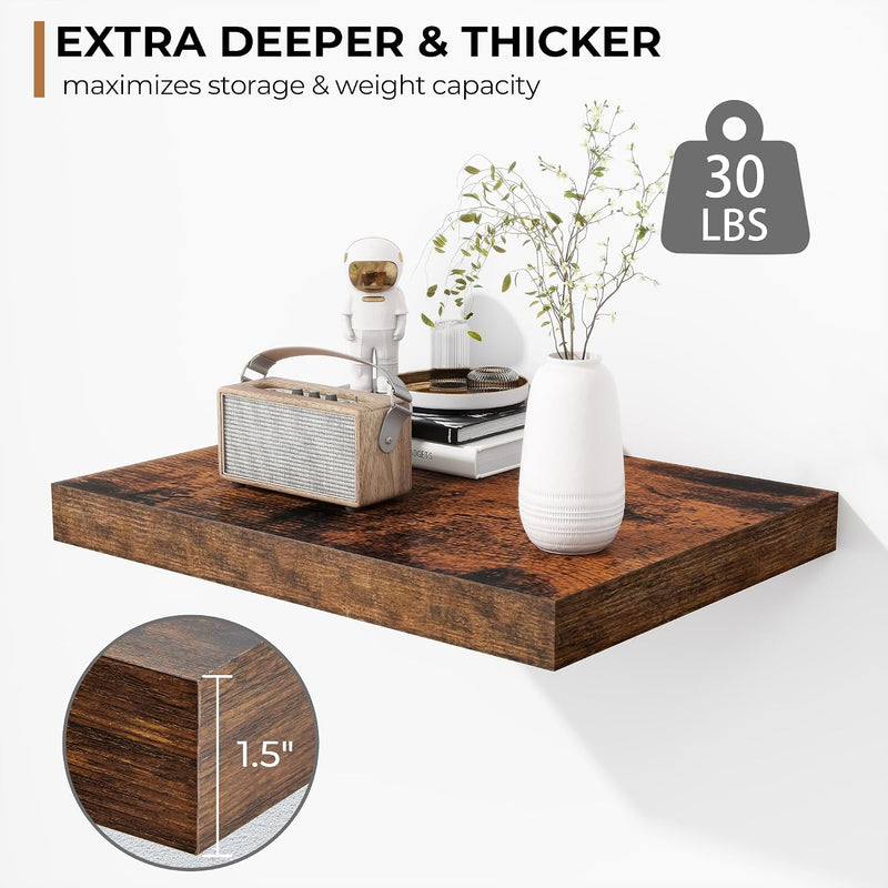 Floating Shelves Rustic Wooden Wall (2 Pack)