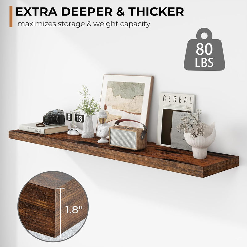 Floating Shelves Rustic Wooden Wall (2 Pack)