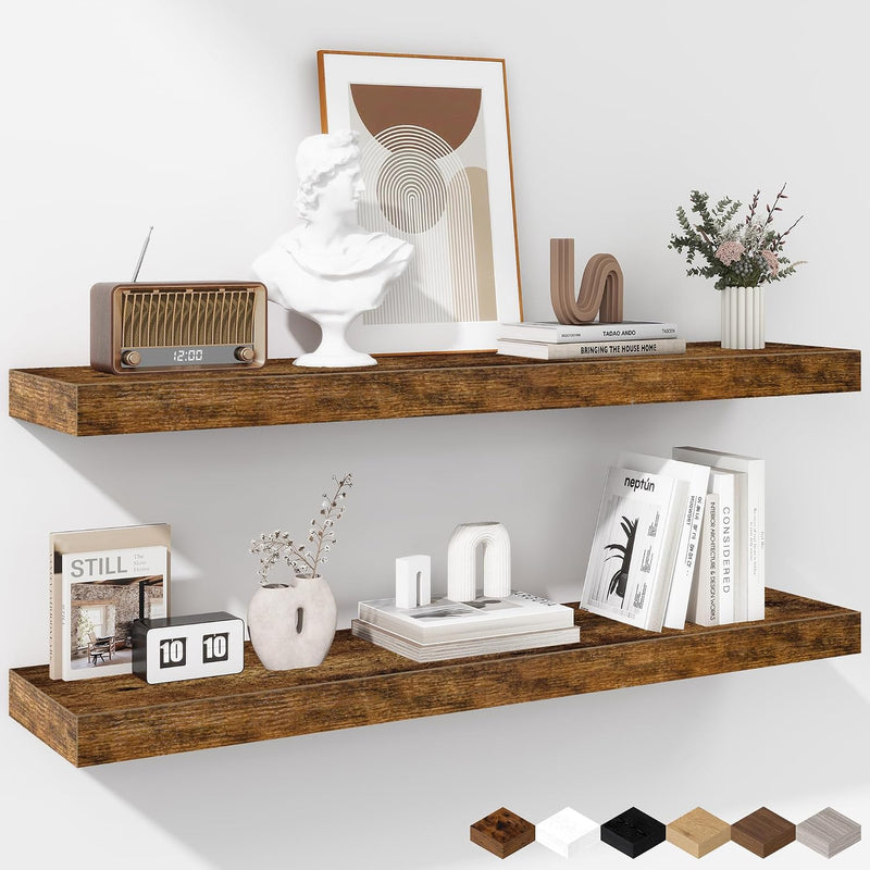 Floating Shelves Rustic Wooden Wall (2 Pack)