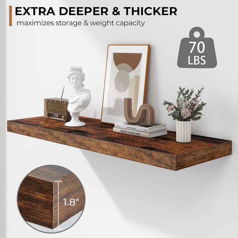 Floating Shelves Rustic Wooden Wall (2 Pack)