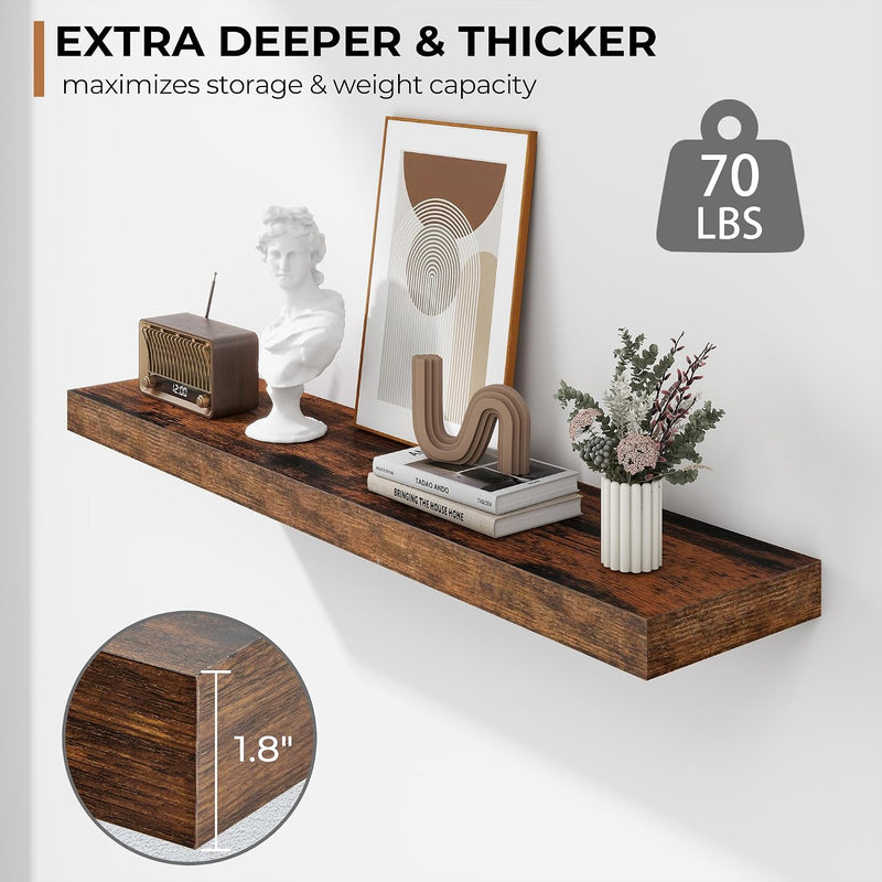 Floating Shelves Rustic Wooden Wall (2 Pack)