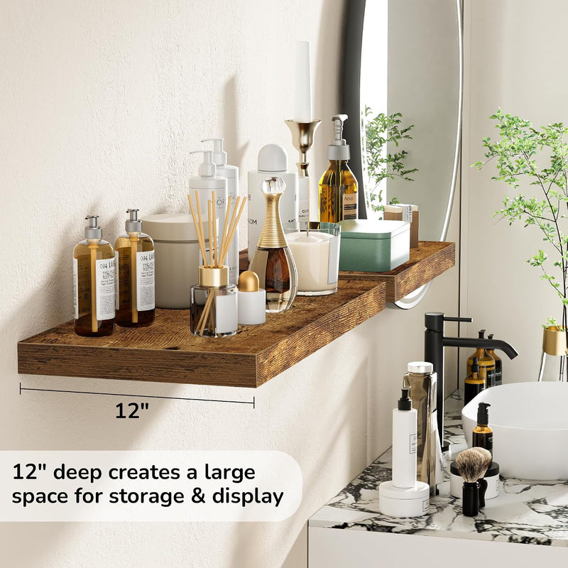 Floating Shelves Rustic Wooden Wall (2 Pack)