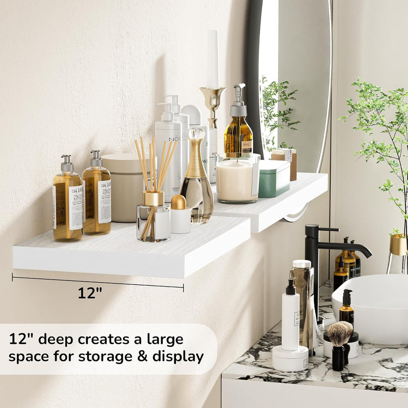 Floating Shelves Rustic Wooden Wall (2 Pack)