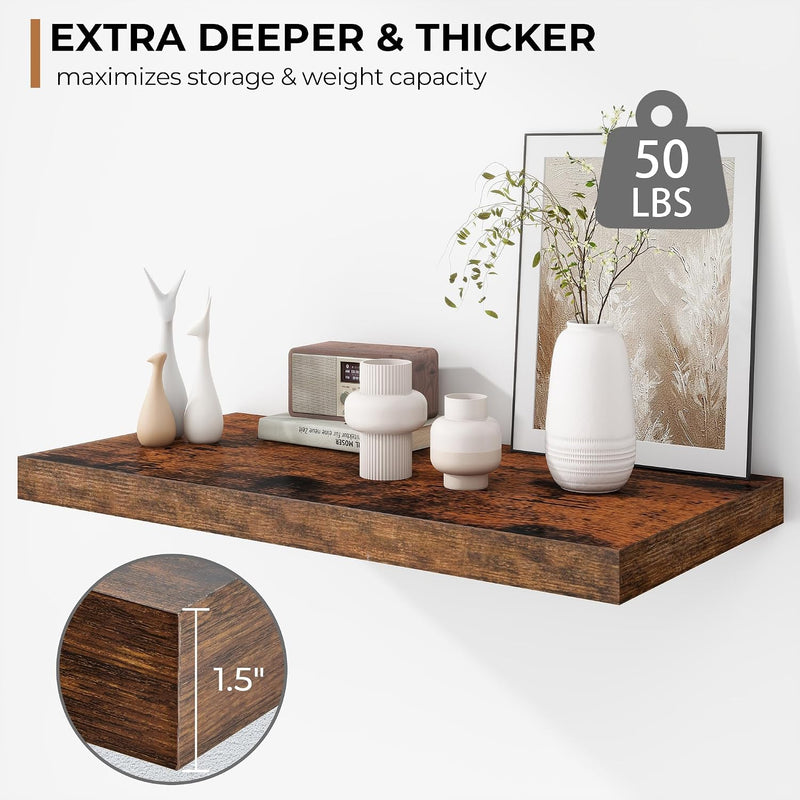 Floating Shelves Rustic Wooden Wall (2 Pack)