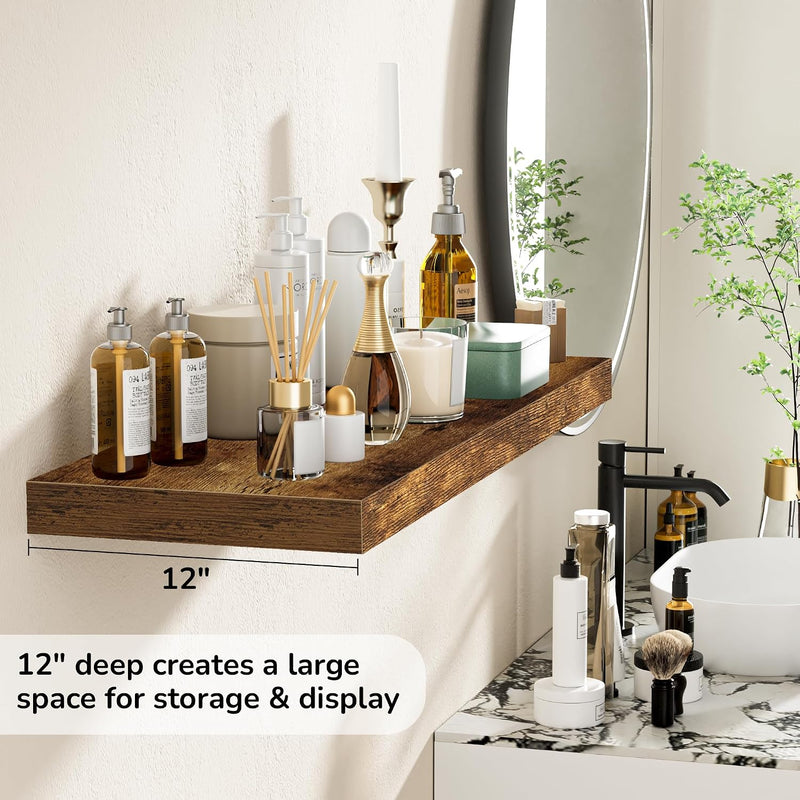 Floating Shelves Rustic Wooden Wall (2 Pack)