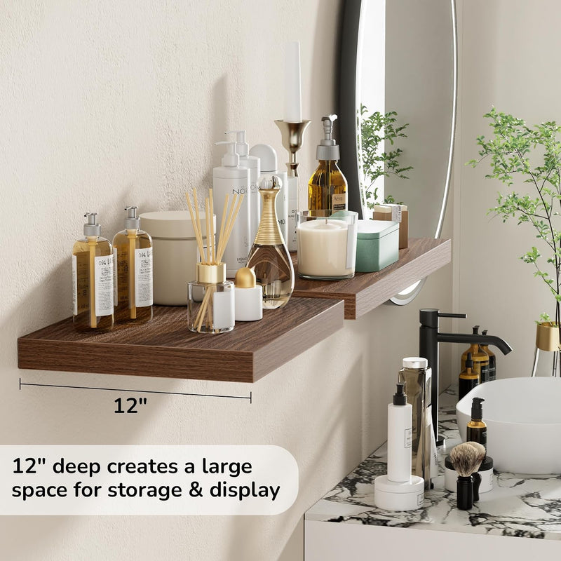 Floating Shelves Rustic Wooden Wall (2 Pack)