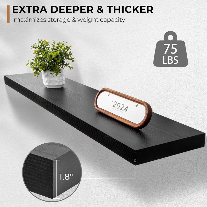 Floating Shelves Rustic Wooden Wall (2 Pack)