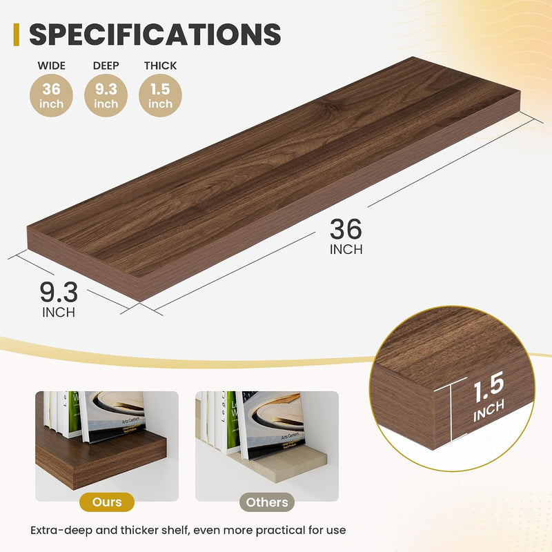 Floating Shelves Wall Mounted Rustic (Set of 2)