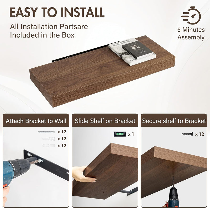 Floating Shelves Wall Mounted Rustic (Set of 2)
