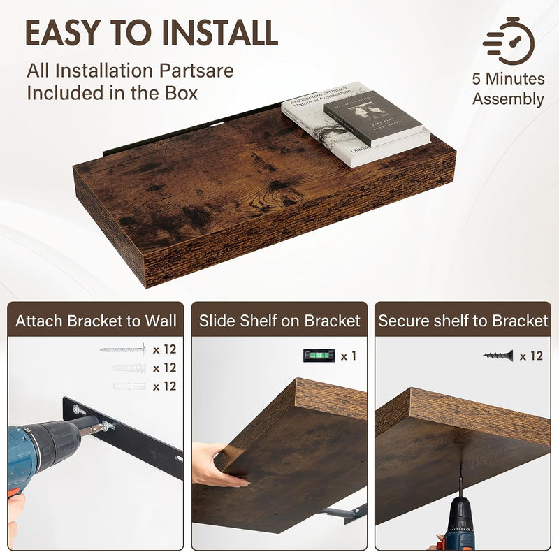 Floating Shelves Wall Mounted Rustic (Set of 2)