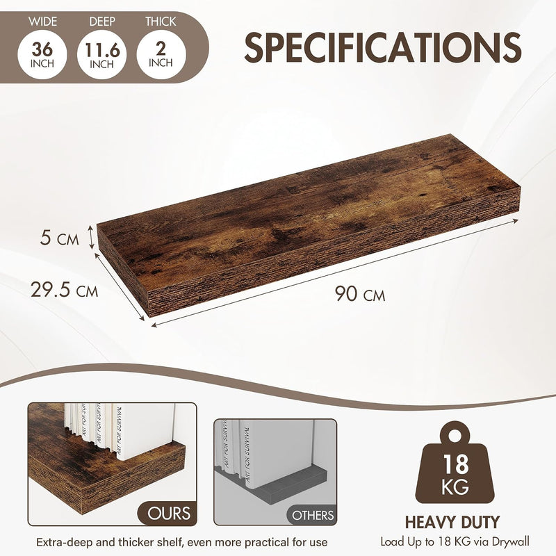 Floating Shelves Wall Mounted Rustic (Set of 2)