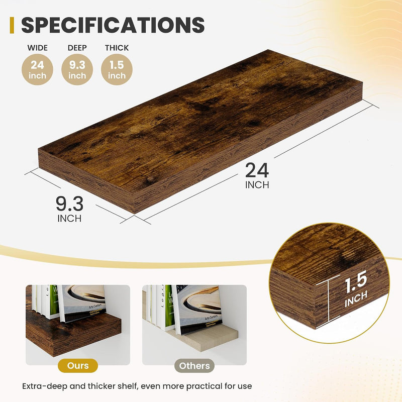 Floating Shelves Wall Mounted Rustic (Set of 2)