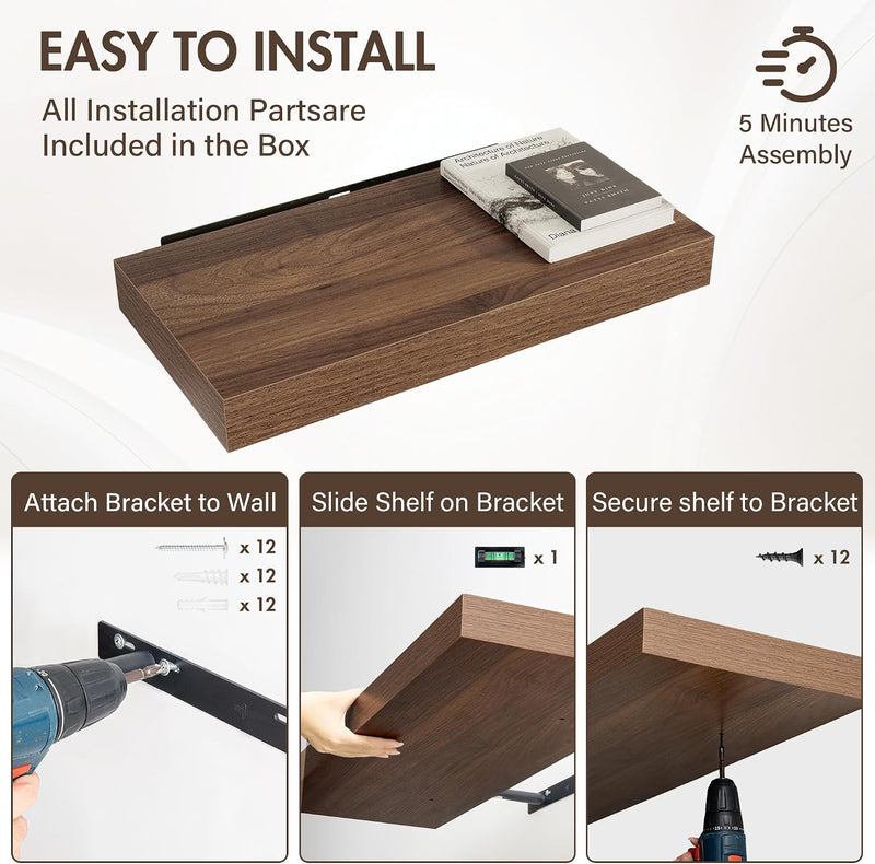 Floating Shelves Wall Mounted Rustic (Set of 2)