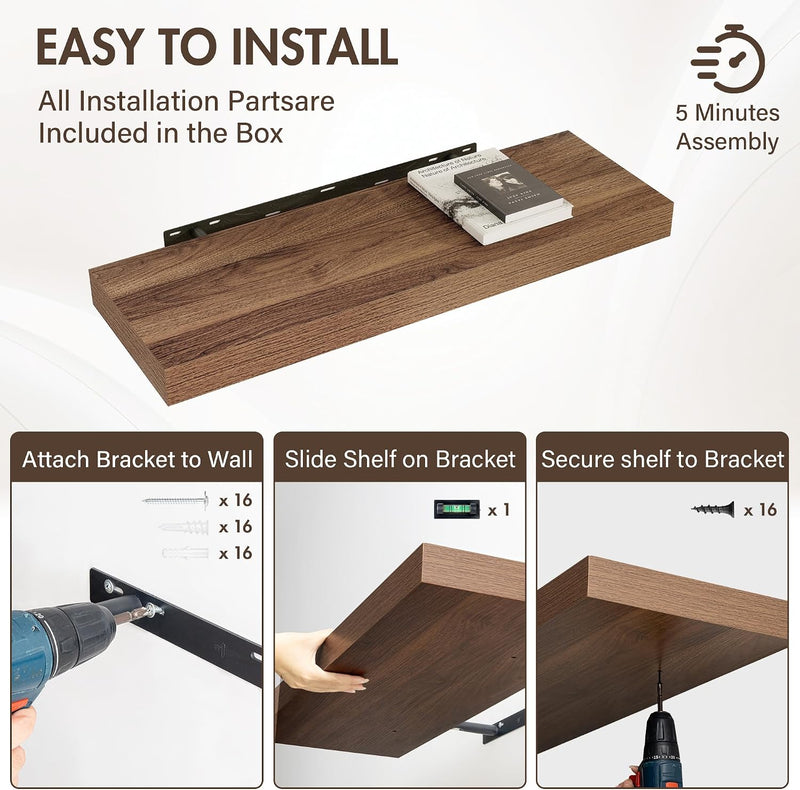 Floating Shelves Wall Mounted Rustic (Set of 2)