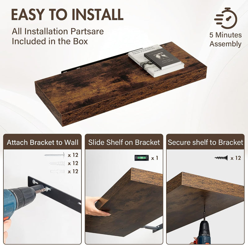 Floating Shelves Wall Mounted Rustic (Set of 2)