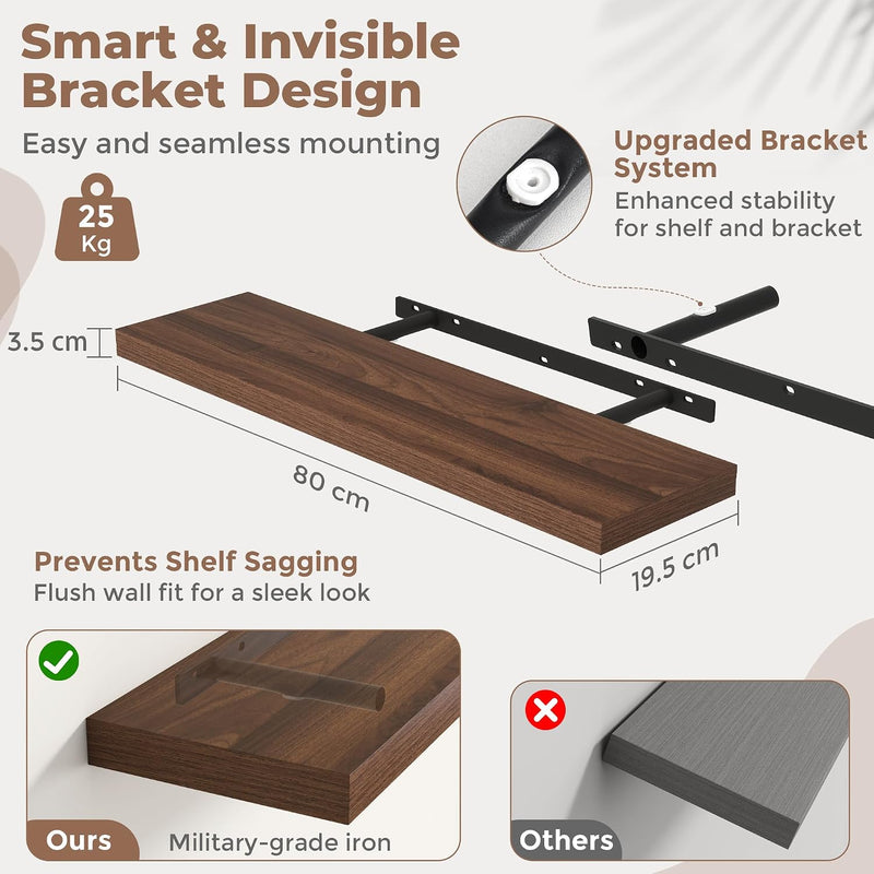 Floating Shelves Wall Shelf Bookshelf Natural