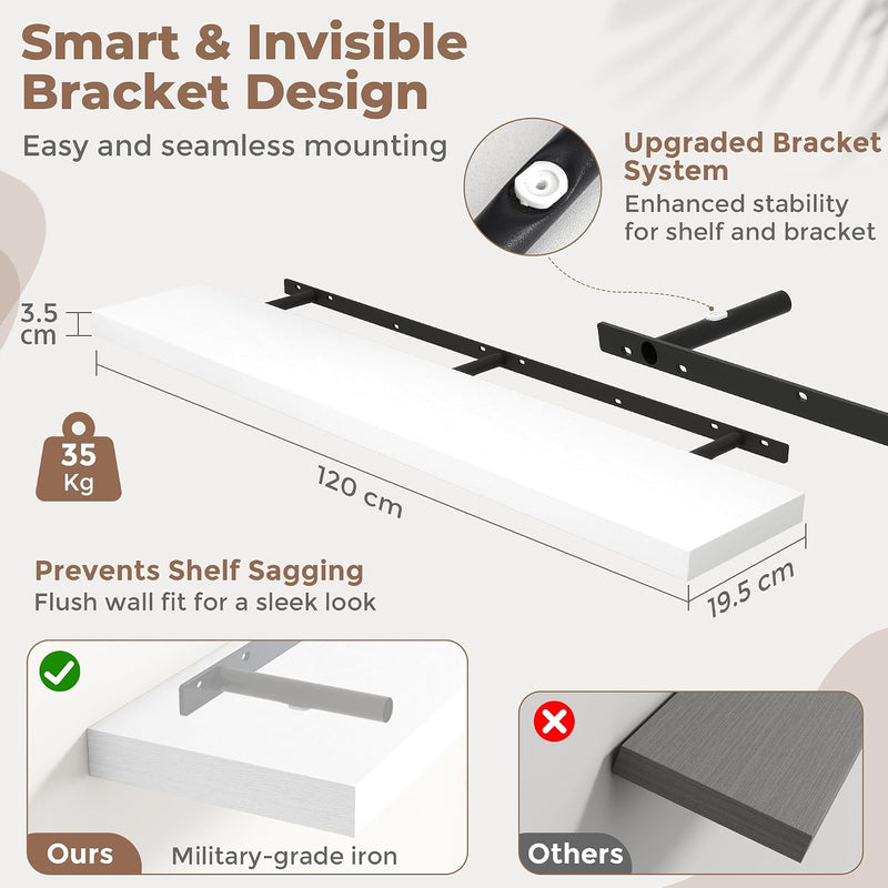 Floating Shelves Wall Shelf Bookshelf Natural