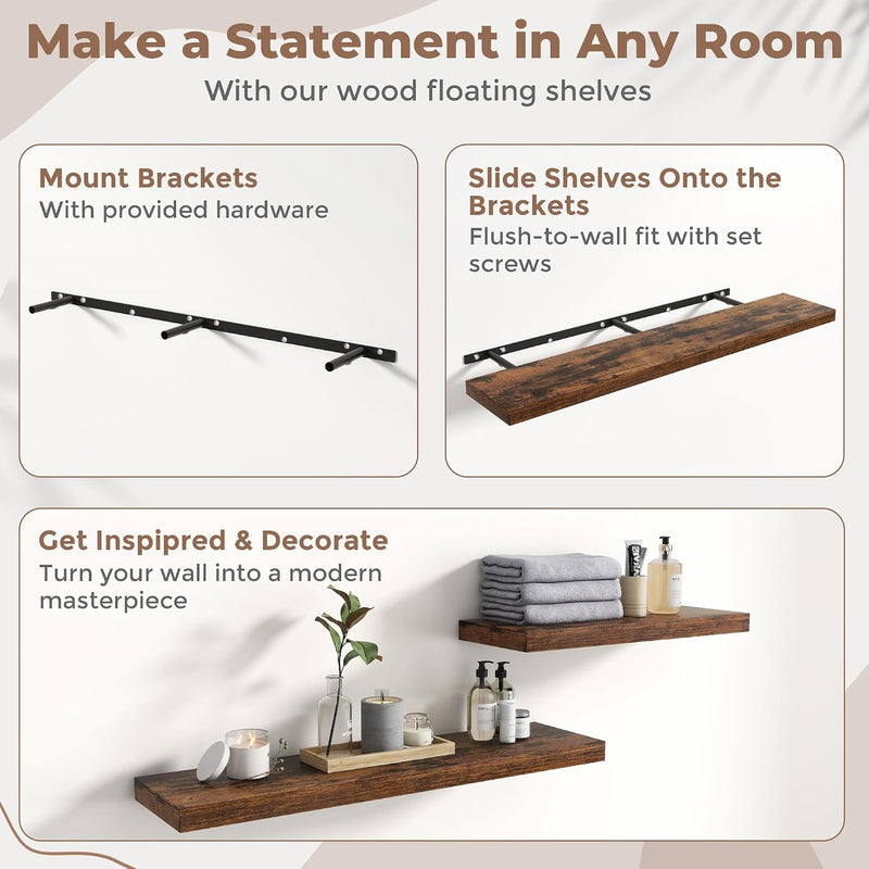 Floating Shelves Wall Shelf Bookshelf Natural
