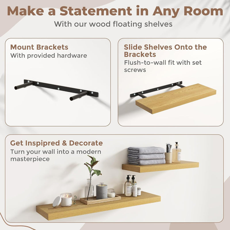 Floating Shelves Wall Shelf Bookshelf Natural