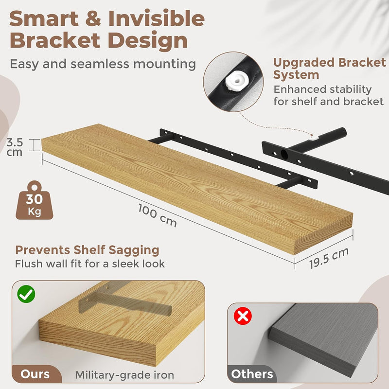 Floating Shelves Wall Shelf Bookshelf Natural