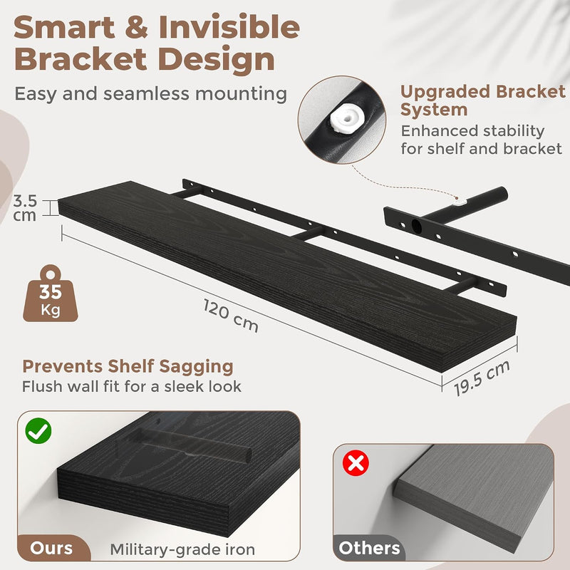 Floating Shelves Wall Shelf Bookshelf Natural