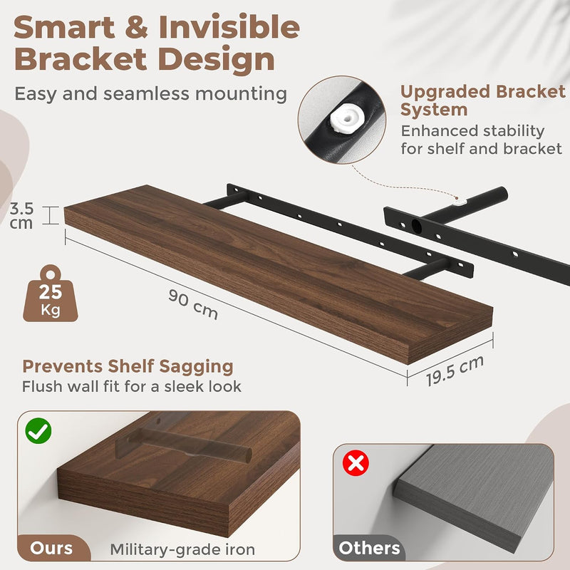 Floating Shelves Wall Shelf Bookshelf Natural