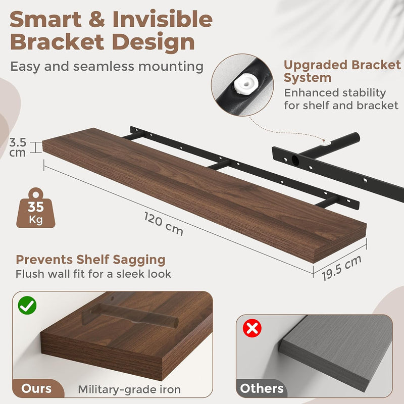Floating Shelves Wall Shelf Bookshelf Natural