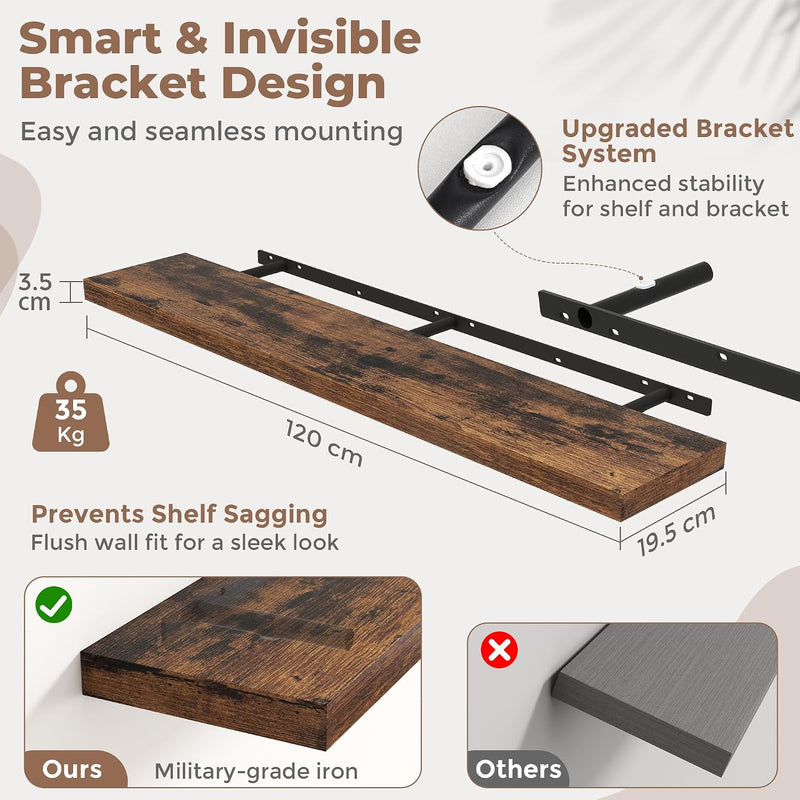 Floating Shelves Wall Shelf Bookshelf Natural