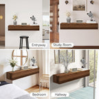 Floating Solid Wood Console Table Wall Mounted Narrow