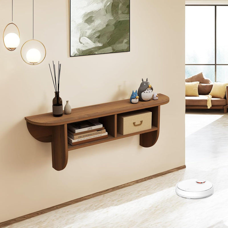 Floating Solid Wood Console Table Wall Mounted Narrow