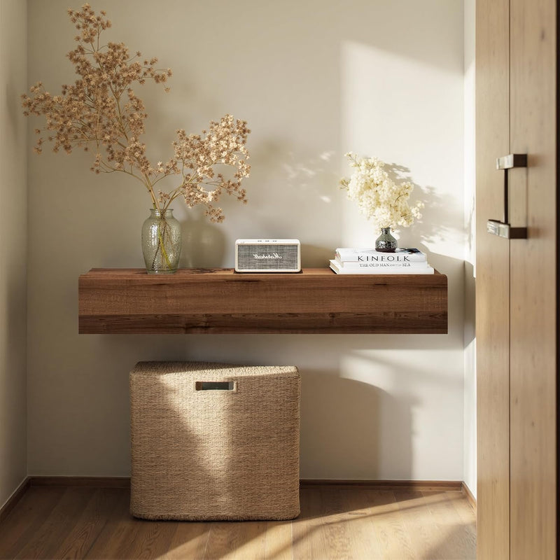 Floating Solid Wood Console Table Wall Mounted Narrow