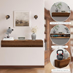 Floating Solid Wood Console Table Wall Mounted Narrow