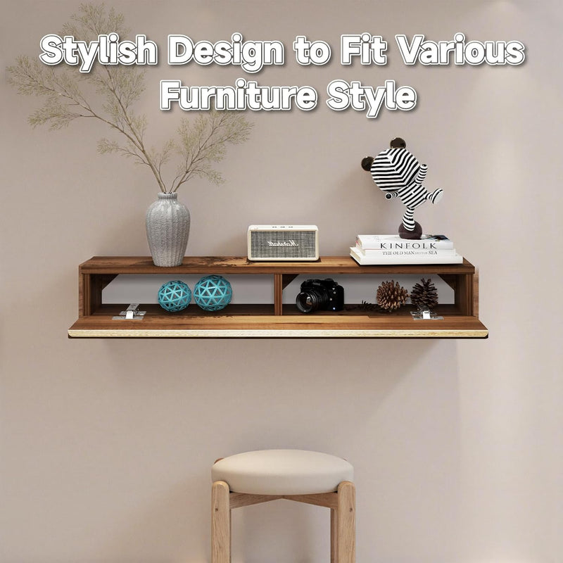 Floating Solid Wood Console Table Wall Mounted Narrow