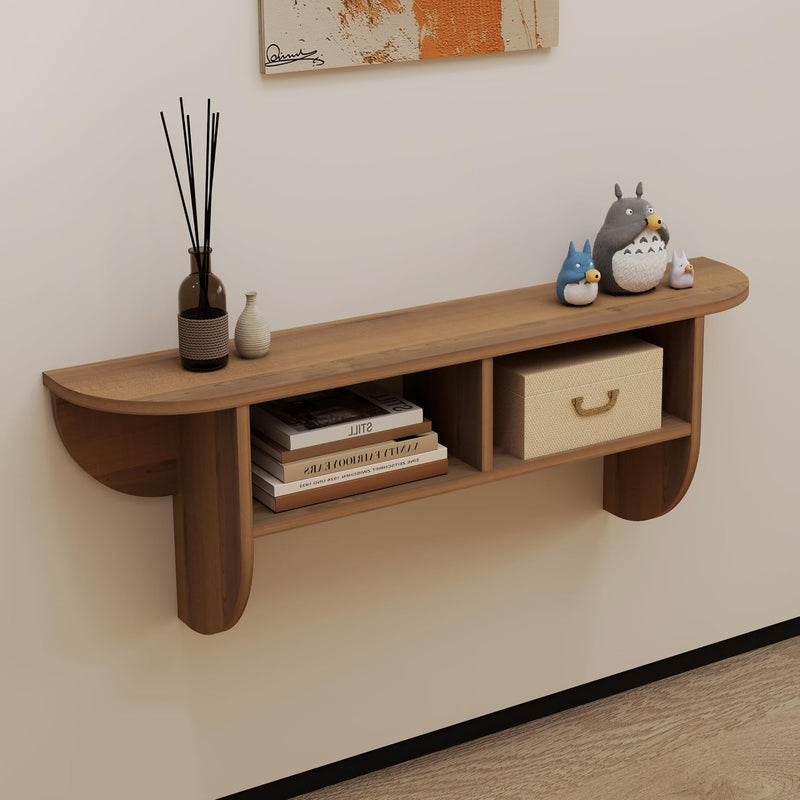Floating Solid Wood Console Table Wall Mounted Narrow