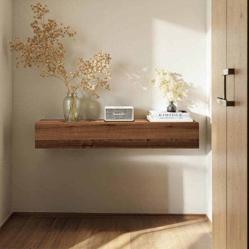 Floating Solid Wood Console Table Wall Mounted Narrow