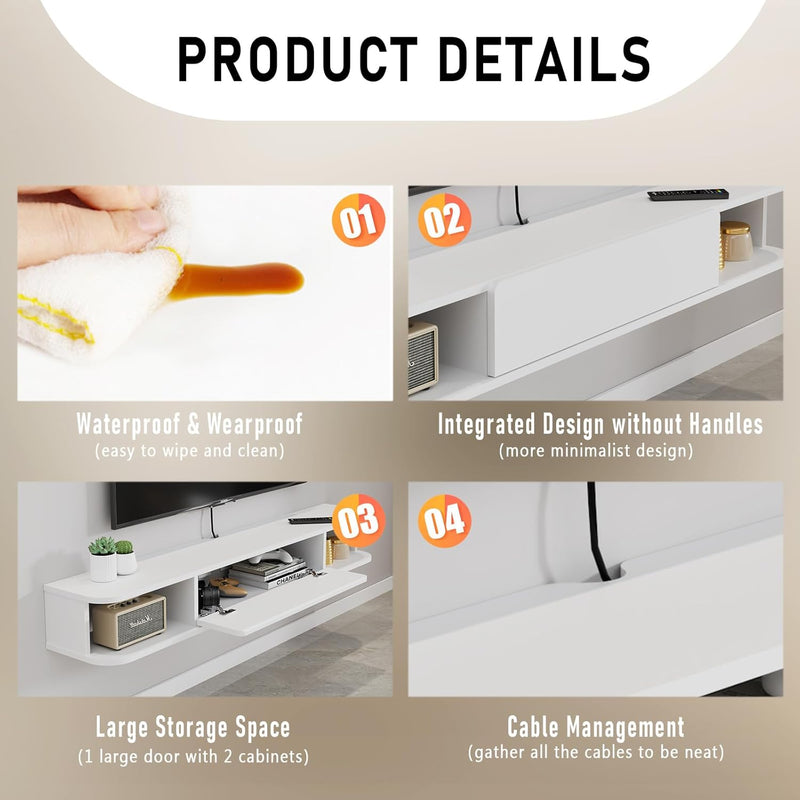 Floating TV Shelf Wall Mounted Cabinet Shelves