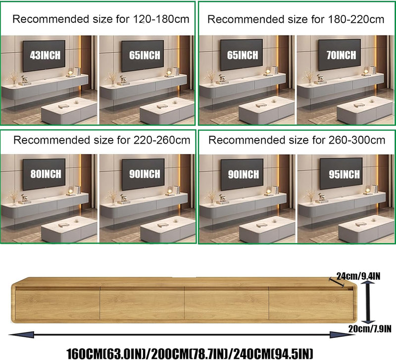 Floating TV Stand Large Shelves Wall Mounted Multi