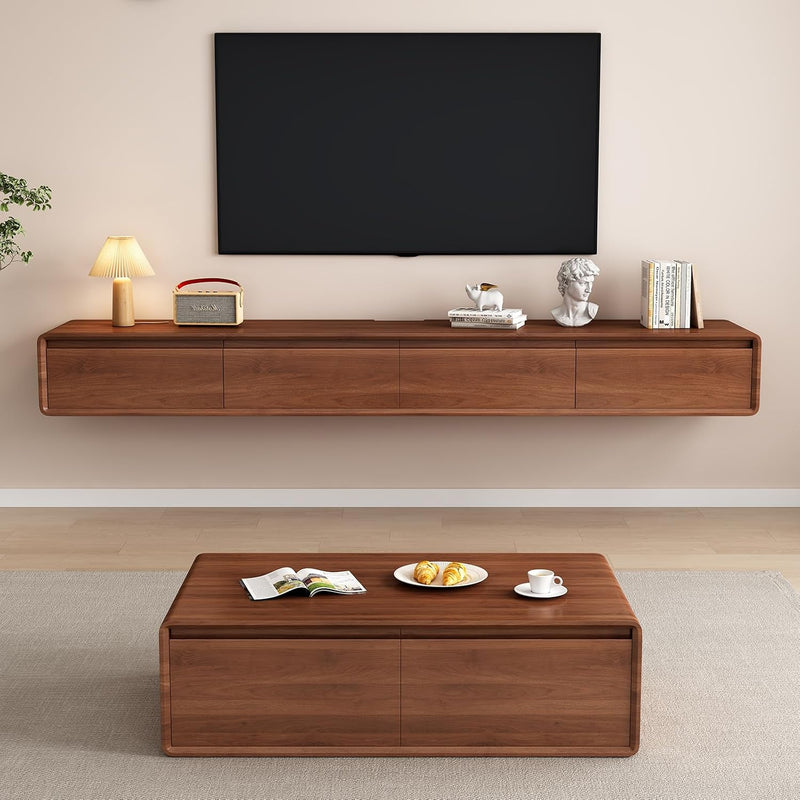 Floating TV Stand Large Shelves Wall Mounted Multi