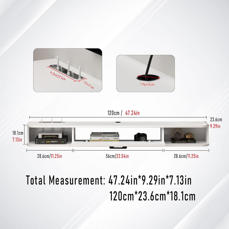 Floating TV Stand Wall Mounted Cabinet Shelves