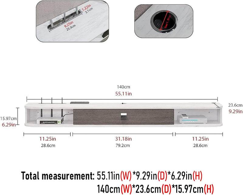 Floating TV Stand Wall Mounted Cabinet Shelves
