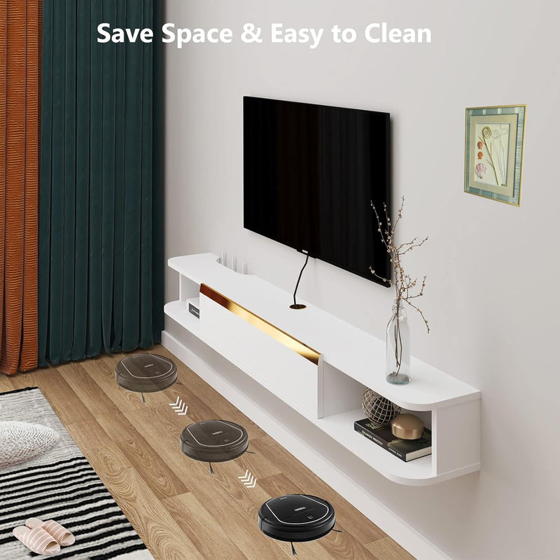 Floating TV Unit 47'' Wall Mounted Cabinet Shelves