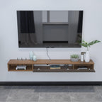 Floating TV Unit 55'' Wall Mounted Cabinet Shelves