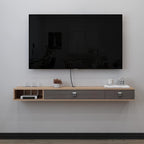 Floating TV Unit 55'' Wall Mounted Cabinet Shelves