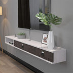 Floating TV Unit 55'' Wall Mounted Cabinet Shelves
