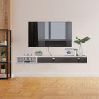 Floating TV Unit 55'' Wall Mounted Cabinet Shelves