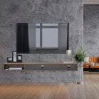 Floating TV Unit 55'' Wall Mounted Cabinet Shelves