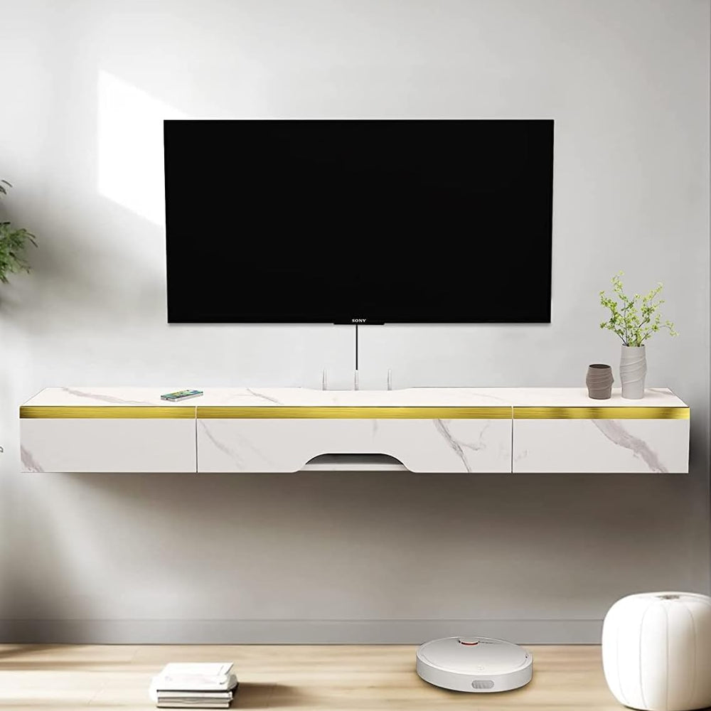 Floating TV Unit Wall Mounted Cabinet Shelves